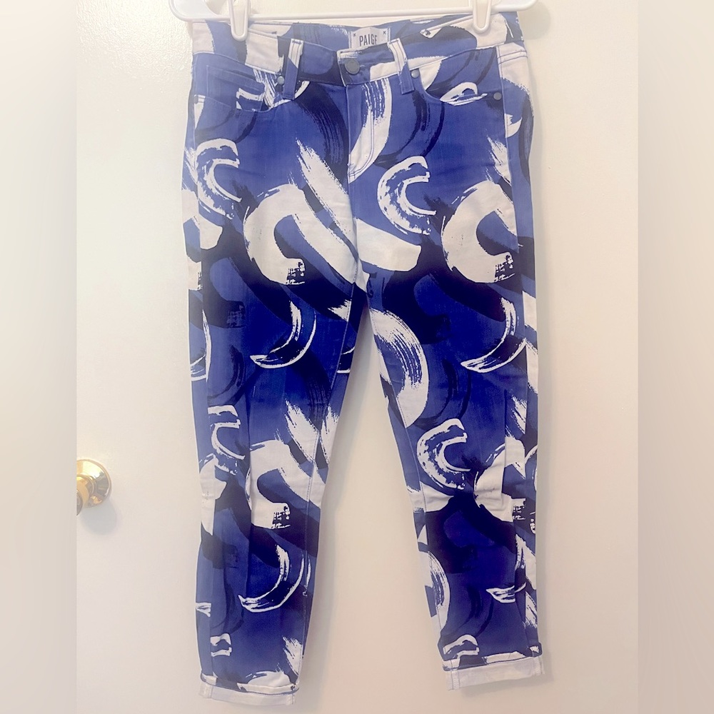 PAIGE Women's Verdugo Crop Skinny Tribal Blue Jeans Size 28